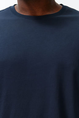 Buyuk Beden Lacivert Oversize/Genis Kesim %100 Pamuklu T-Shirt TMNSS23TS00139