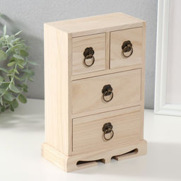 Шкатулка для росписи дерево «Комод 4 ящика», для творчества, декора, 22×15×8.2 см