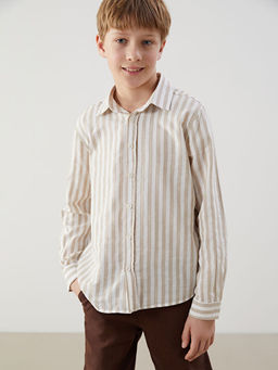 ?izgili Keten Kar???ml? Erkek ?ocuk G?mlek