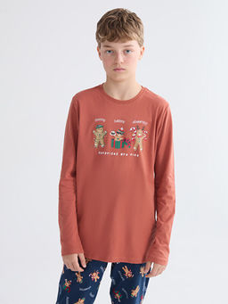 Bisiklet Yaka Y?lba?? Temal? Erkek ?ocuk Pijama Tak?m?