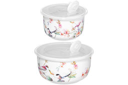 Набор 2 салатников 500 мл 13,5*13,5*7 см + 300 мл 10,5*10,5*6,5 см Певчие птички с крышк. NEW BONE - Elan gallery фото 7