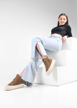 Ботинки 217.PODYUM151be. коричневый леопард замша/Шерсть