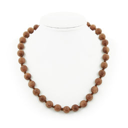 Авантюрин коричневый, круглые граненые 12мм, "Шарм" бусы длиной 53см