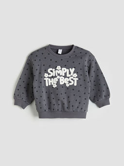 Bisiklet Yaka Puantiyeli K?z ?ocuk Sweatshirt