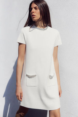 PLAIN KNIT MINI DRESS WITH RHINESTONES - Zara фото 2
