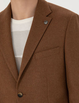 Kiremit Slim Fit Y_n Kar___ml_ Ceket