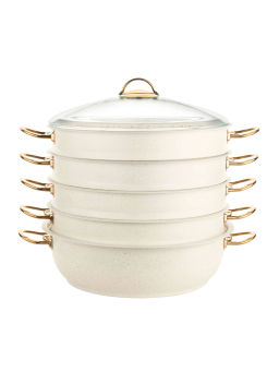 Мантоварка с крышкой стеклянной 28х10 см (5,8 л) с АПП, цвет: айвори, арт. 4000-IVR-28.