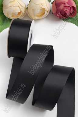 Лента репсовая 4 см*20 ярд "1 сорт" (SF-1349) черный №39