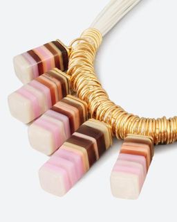 Selena. "Ацента" Колье с прямоугольными вставками в розовых тонах