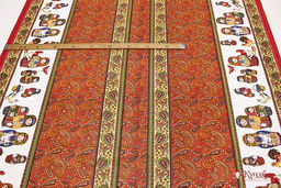 Рогожка Матрешки восточные огурцы цв.красный, ш.1.5м, хлопок-100%, 160гр/м.кв - Купава фото 4