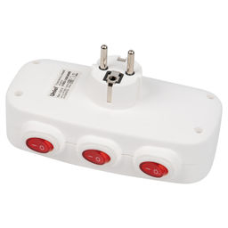 S-GES3-16OB WHITE Разветвитель сетевой с выключателем, с/з. 3 гнезда. 16А, 3500Вт. Белый. ТМ Uniel