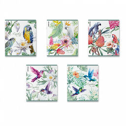 Цена за 5 шт. Тетрадь общая ученическая ErichKrause Тропические птицы, 48 листов, клетка, мат.лам.+выб. УФ-лак+тиснение фольгой+конгрев, доп.лист_MIX-PACK  фото 2