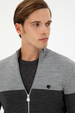 Мужской серый меланжевый трикотажный кардиган Неожиданная скидка в корзине - U.s. polo assn фото 9