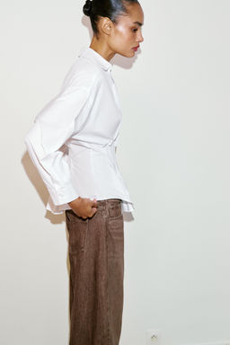 POPLIN SHIRT WITH PLEATS - Zara фото 14