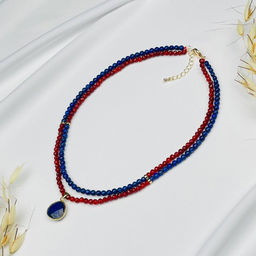 Колье двойное из Лазурита и Сердолика 38 см +