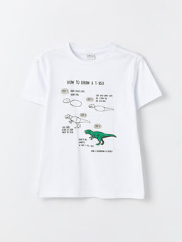 Bisiklet Yaka Bask?l? K?sa Kollu Erkek ?ocuk Ti??rt