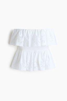 Flounce-trimmed peplum tube top