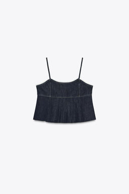 Z1975 DENIM LACE CROP TOP