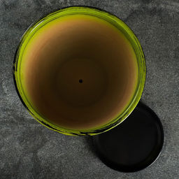 Горшок для цветов «Листья», керамический, с поддоном, 8 л, ярко-зелёный с рисунком