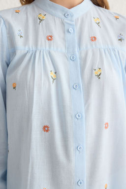 TRENDYOLMILLA Ekru Nak?s Detayl? Regular Normal Kal?p Dokuma Gomlek TWOSS23GO00152 фото 11