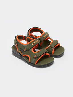 ?ift Bantl? Bask?l? Erkek ?ocuk Sandalet