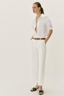 TROUSERS WITH TURN-UP CUFFS AND BELT - Zara фото 35