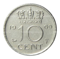 Монета 10 центов 1969 года Нидерланды (петух)