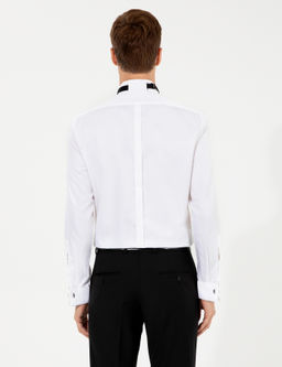 Белая приталенная рубашка под смокинг - Cacharel фото 5