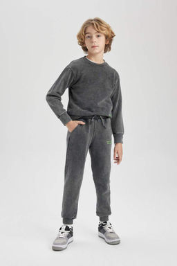 Свитшот оверсайз с круглым вырезом для мальчиков, потертый свитшот с принтом и эффектом потертостей - Defacto фото 5