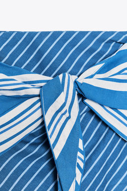 STRIPED LINEN BLEND BANDEAU TOP - Zara фото 6