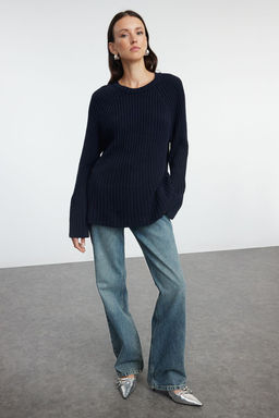 More Sustainable Kahverengi Genis Kal?p Peplum Detayl? Pamuklu Triko Kazak TWOAW25KZ00305 - Trendyolmilla фото 18