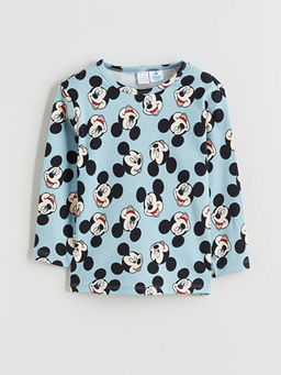 Mickey Mouse Bask?l? Erkek Bebek Pijama Tak?m