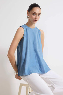 Mavi Relaxed Y?kamal? Kolsuz Dikis Detayl? Tok %100 Pamuk Orme Bluz TWOSS26BZ00170