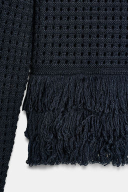 FRINGED PLAID KNIT JUMPER - Zara фото 6