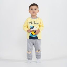 CRB wear/CWNB 90053-30-289 Комплект для мальчика (джемпер, брюки), светло-желтый-светло-серый меланж/Ex.Cherubino