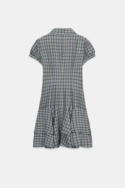 SHORT CHECK DRESS WITH RUFFLES - Zara фото 4