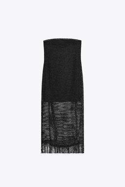 FRINGED STRAPLESS MIDI DRESS - Zara фото 8