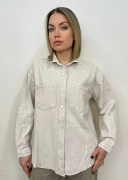 K11874 Джинсовая рубашка OVER SIZE СЛИВКИ