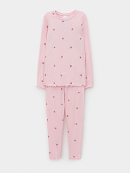 К 1618/холодный розовый,милые сердечки пижама для дев