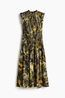 Vestido midi con cuerpo nido de abeja