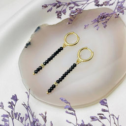 Серьги длинные из черной Шпинели