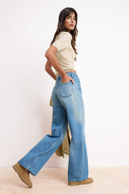 Mavi DOKUMLU Yuksek Bel %100 Pamuk Wide Leg Jeans TWOSS26JE00115 - Trendyolmilla фото 3