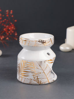 Аромалампа для эфирных масел Золотые пальмовые листья на белом, керамика, 9.8?9.8?11 см - Simaland фото 2