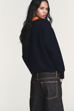 CONTRAST COLLAR KNIT POLO SHIRT - Zara фото 3