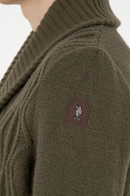 Мужской трикотажный кардиган цвета хаки - U.s. polo assn фото 14