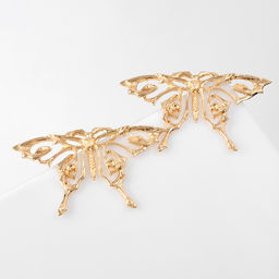 Серьги металл Бабочка ажурная, цвет золото