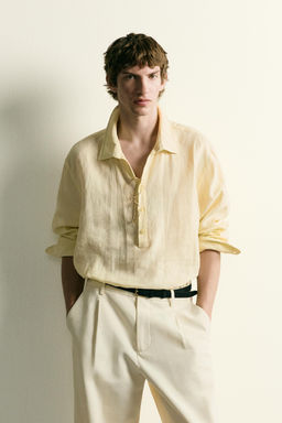 CAMISA POLO 100% LINO / Amarillo pastel - Zara фото 2