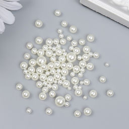 Декор для творчества пластик «Шарики-бусинки. Сливки», d=3-8 мм, набор 10 г