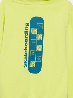 Kap??onlu Bask?l? Uzun Kollu Erkek ?ocuk Sweatshirt - Waikiki фото 3