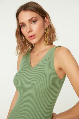 Trendyolmilla Mint Midi Triko V Yaka Elbise TWOSS21EL0238 фото 3